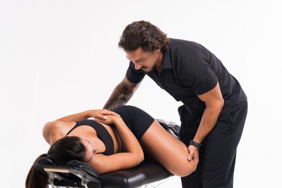 A collage of pictures of people doing various types of exercise.